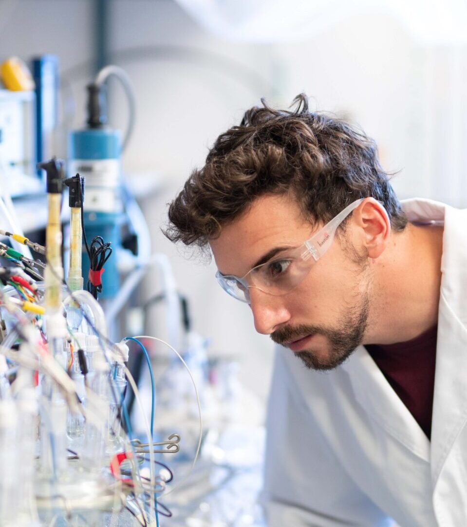 research student working in the lab