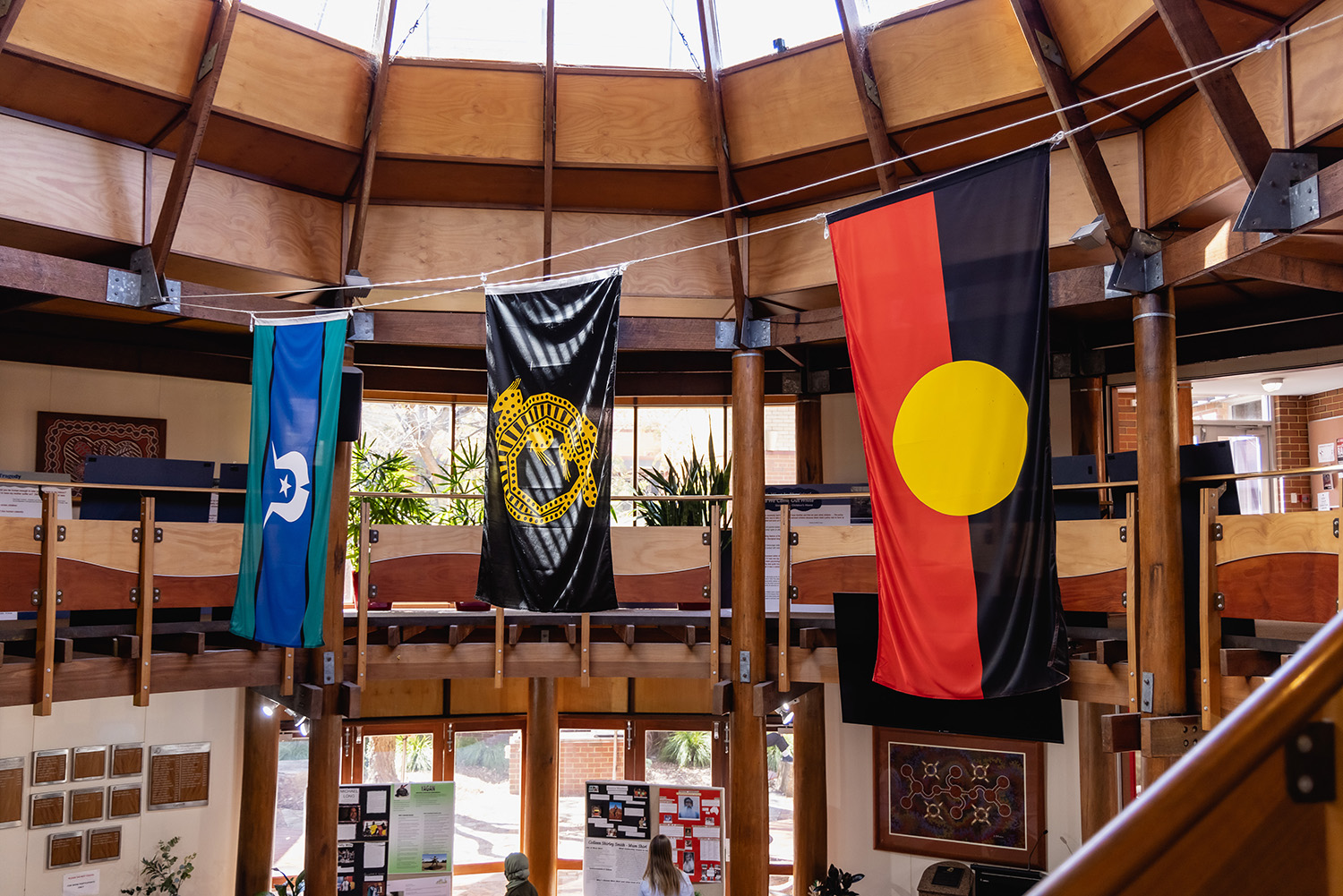 An image of the three flags in CAS, Aboriginal, Torres Strat Islander and CAS