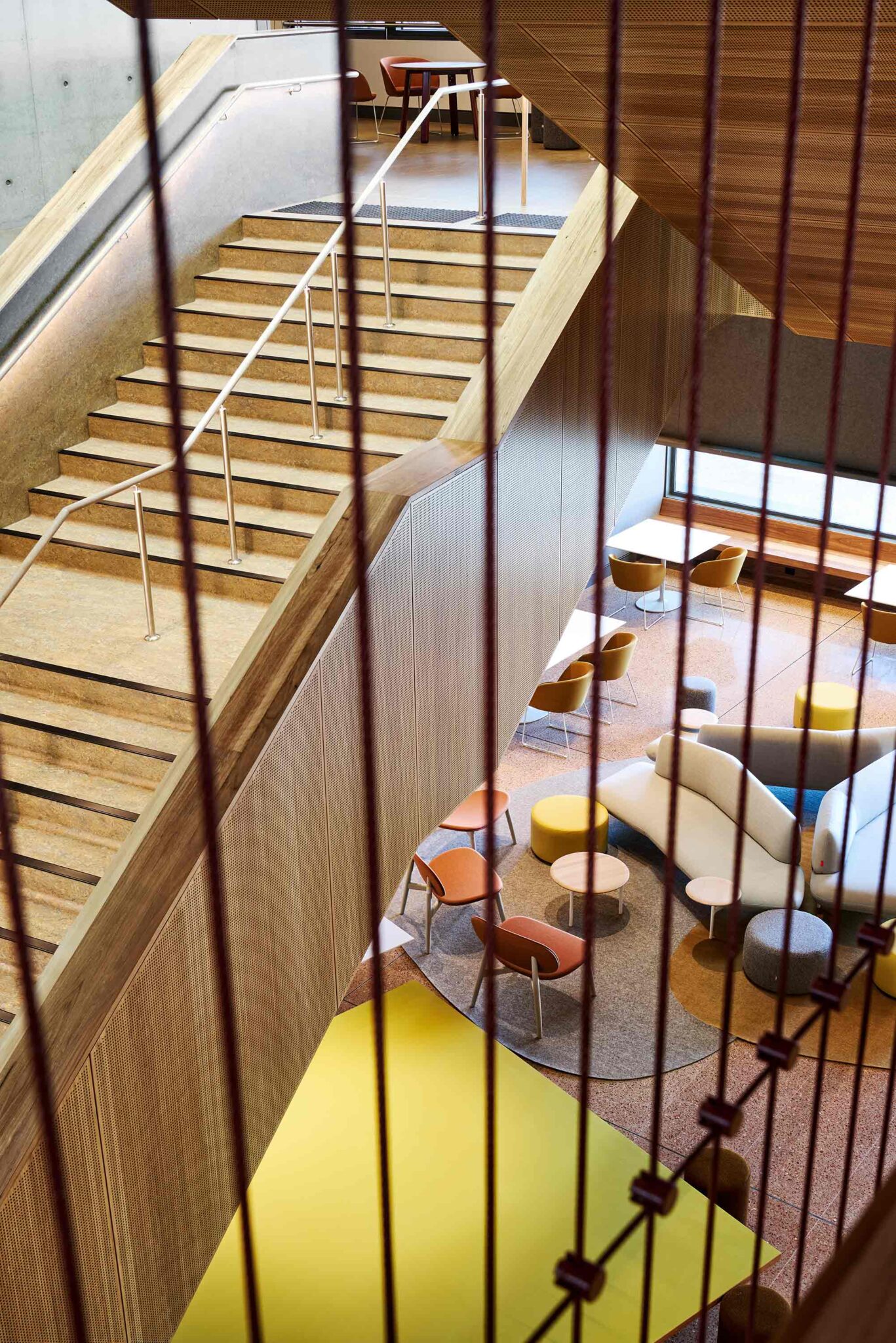 The stairs and study zone inside the design building