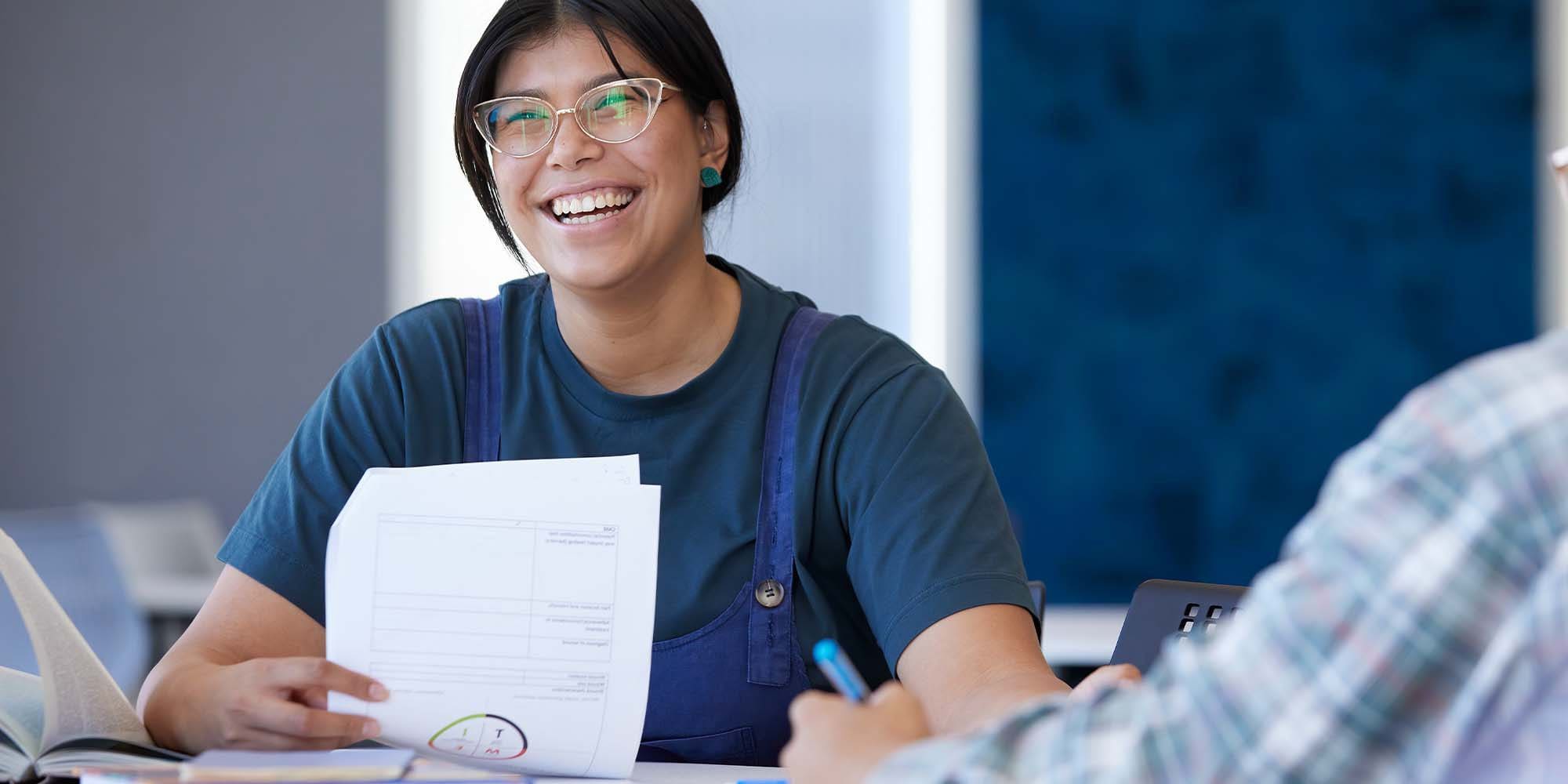 Curtin student working in a classroom