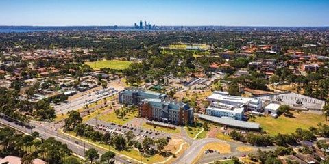 Aerial shot of the Perth Curtin campus