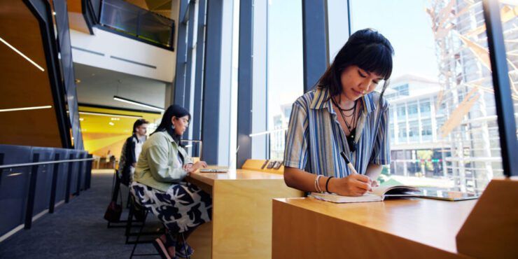Students studying in med school