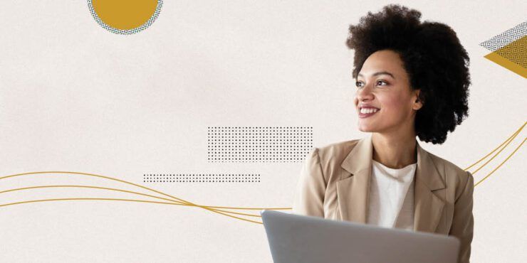 women with laptop in front of her