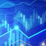 Mathematics and statistics imagery, including a pile of coins, bar graph and line chart.