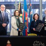 Curtin Vice-Chancellor Professor Harlene Hayne and University of Pretoria Acting Vice-Chancellor Professor Loretta Feris at the signing of the strategic partnership between Curtin University and the University of Pretoria. Curtin’s Dean Global, Africa, Associate Professor David Mickler and the University of Pretoria’s Director, Future Africa, Dr Heide Hackmann witnessed the signing.