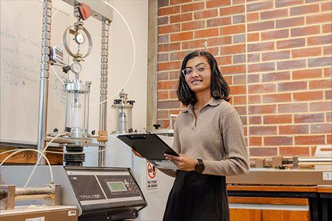 Civil Engineering student in a laboratory