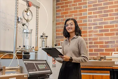 Civil Engineering student in a laboratory