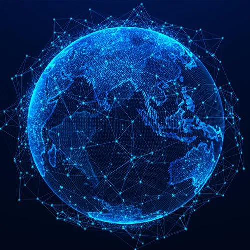 Photo of 3D rendered glowing blue earth