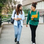 Two students walking together
