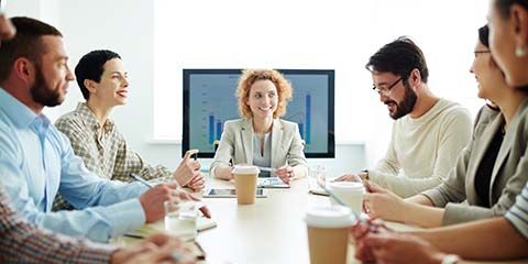 Business people in a round table meeting