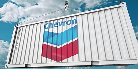 Shipping container with Chevron logo