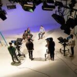 Students filming in Curtin's tv studio