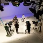 Students filming in 911������'s tv studio