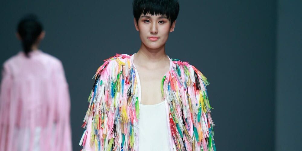Model wearing a students design