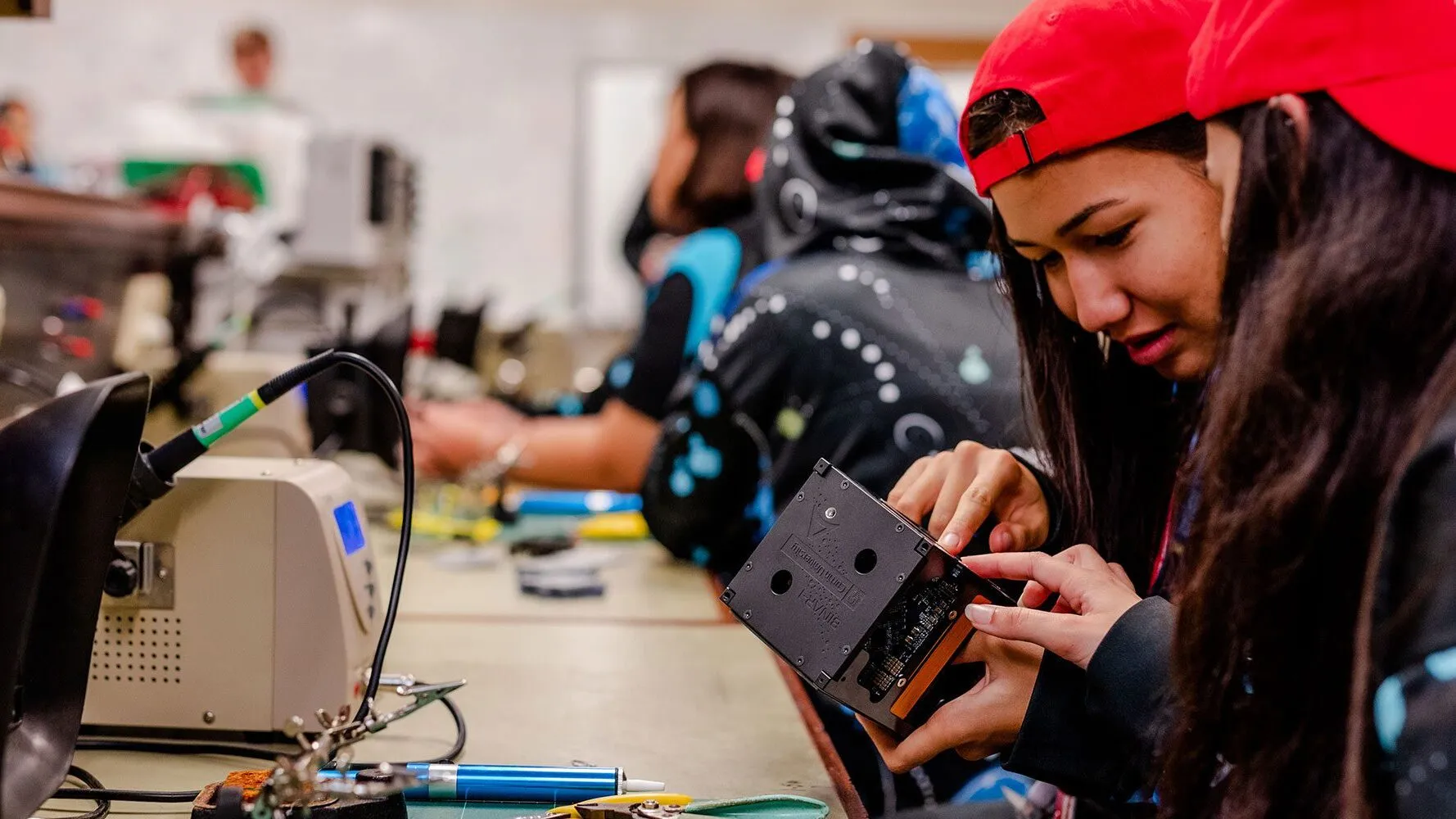 Primary school children working on an experiment