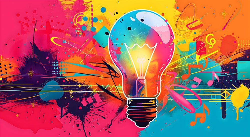Colourful lightbulb
