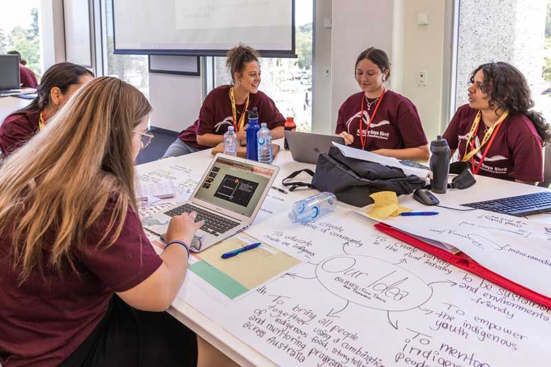 Group of students working on project
