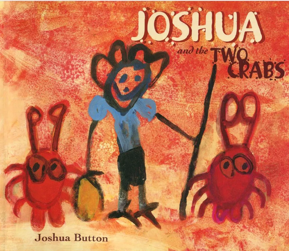 Colourful illustration of a boy with two crabs