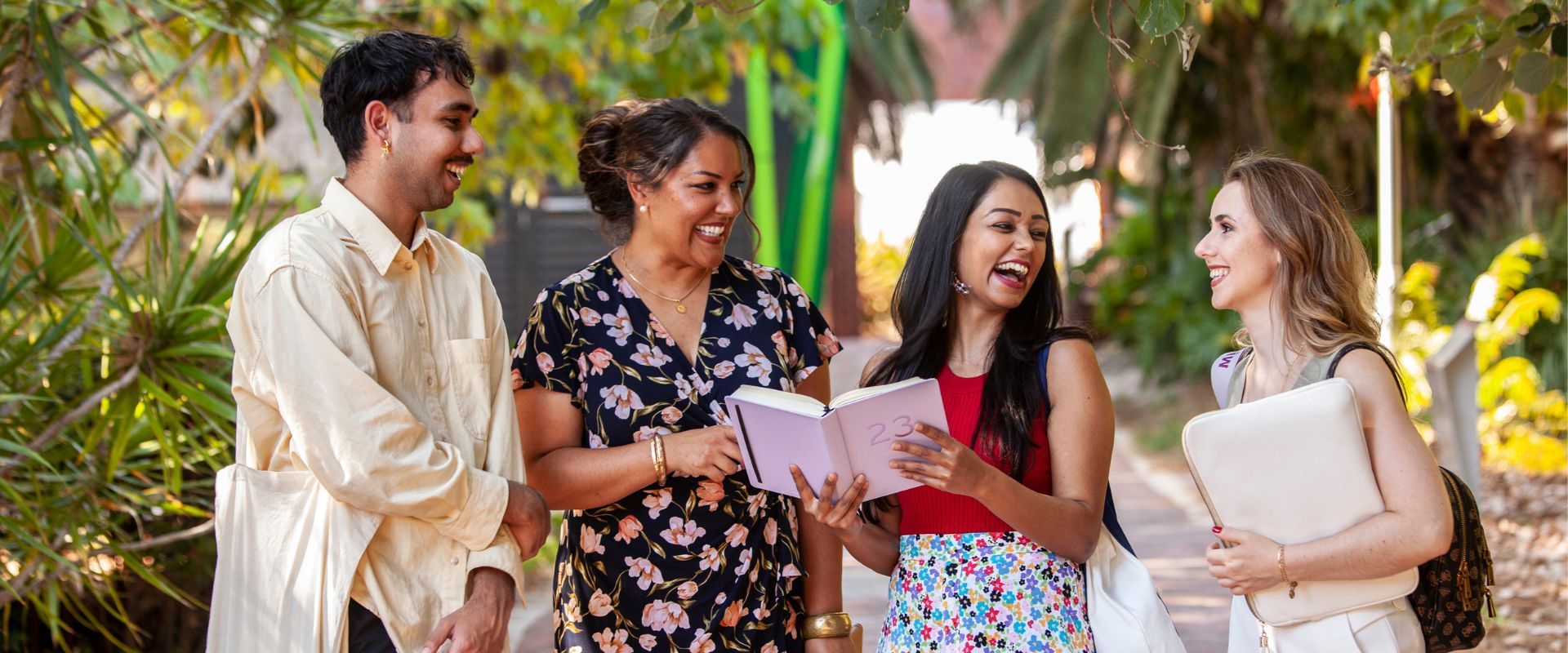 Humanities students in walkway