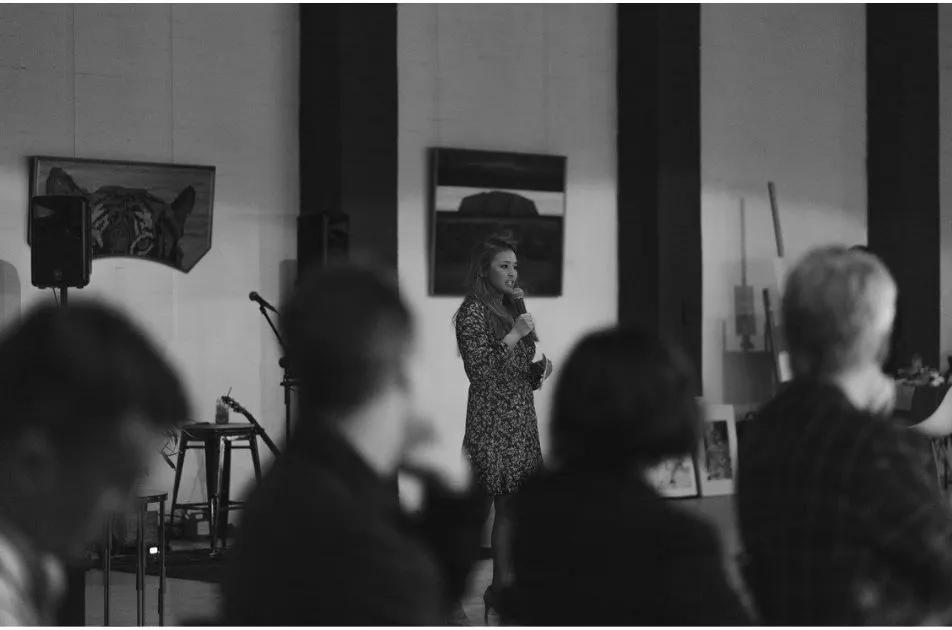 Curtin graduate Katie Liew speaking at an event