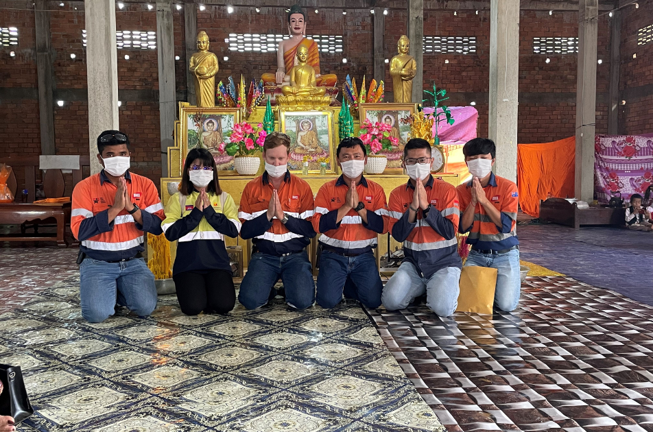 Josh with colleagues in Cambodia