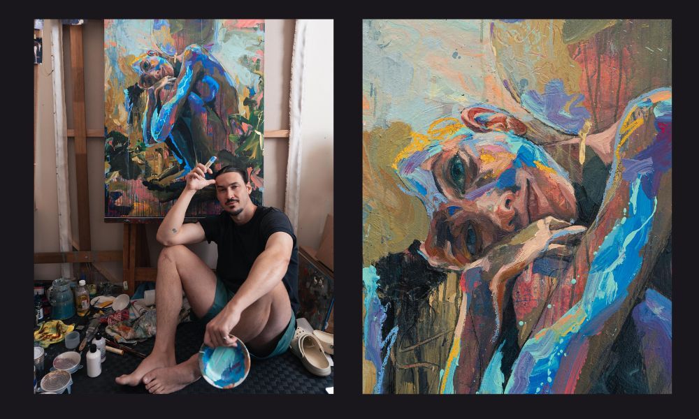curtin graduate mason roberts with artwork