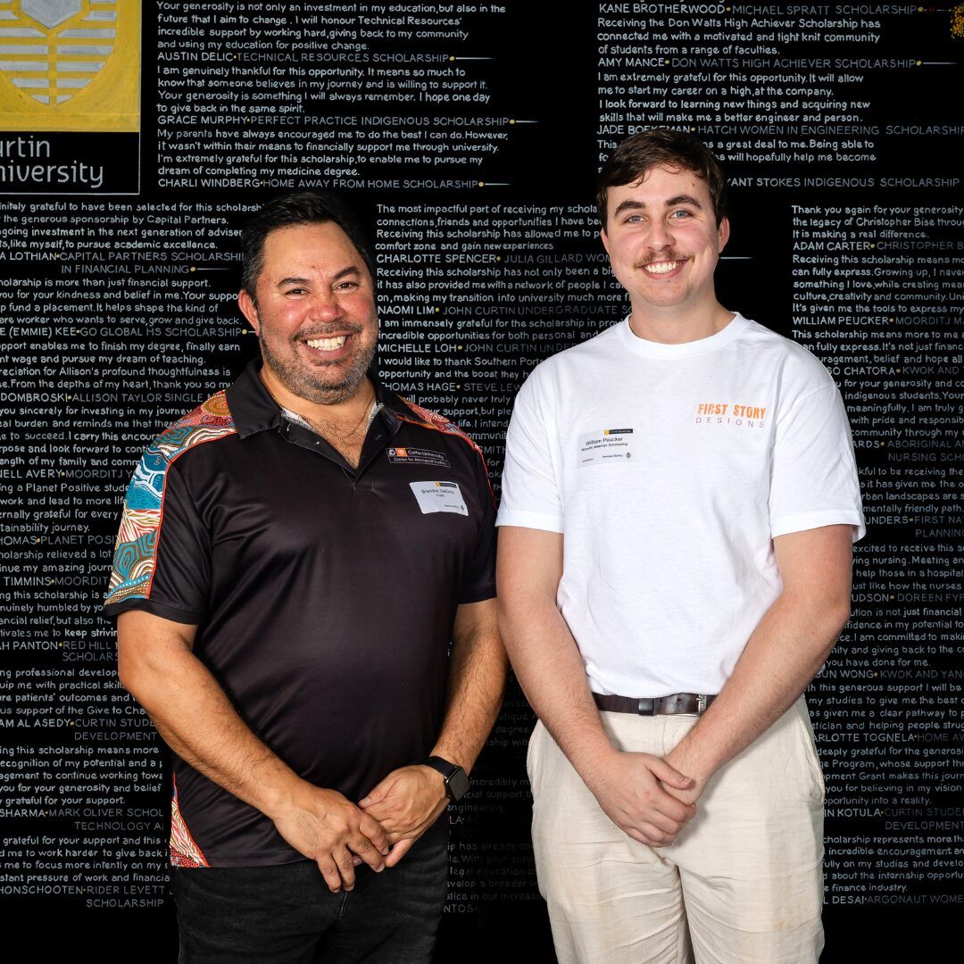 curtin graphic design graduate will peucker at the curtin scholarships event