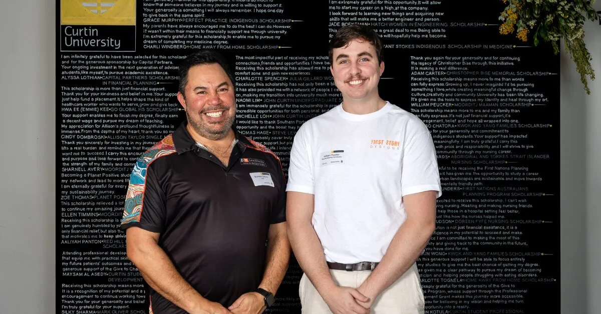 curtin graphic design graduate at the curtin scholarships event