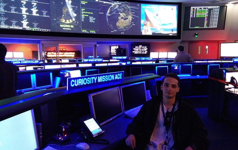 Chris Norman inside a mission control centre