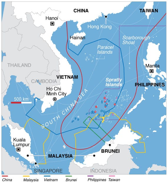 Map of territorial claims in the South China Sea