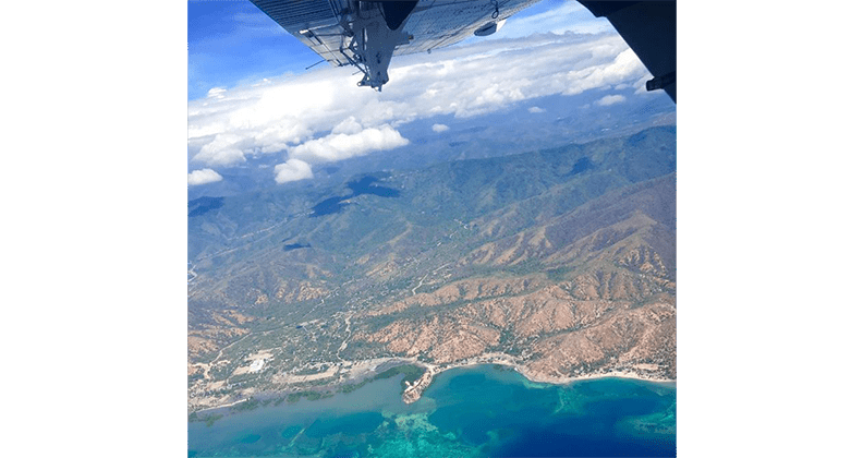 Aerial photo of landscape during flight from Dili to Oecusse.