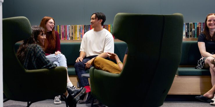 Students sitting together and studying