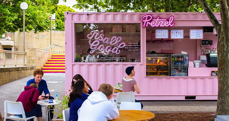 Pretzel’s sea container in the heart of Northbridge. Photo: Jarred Reinke.