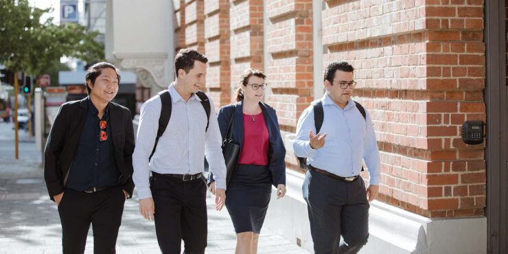 MBA students walking on St George's Terrace