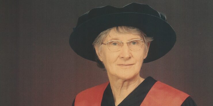 Writer Elizabeth Jolley in Curtin regalia