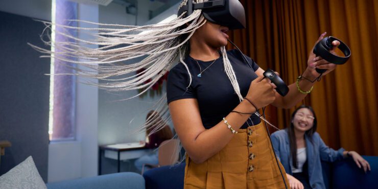 Student using a VR machine