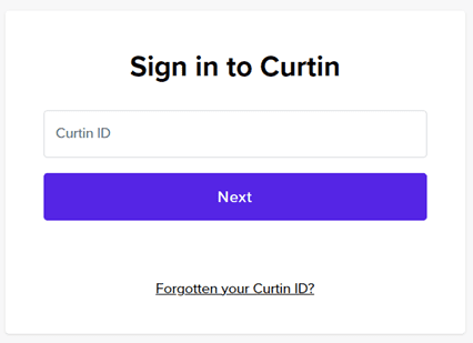 Sign in to Curtin screenshot.