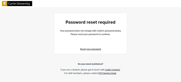 Reset your password screenshot