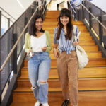 Students walking down the stairs