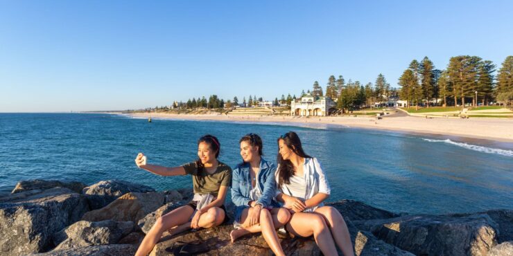 Students at Cottesloe Beach in Perth, Western Australia