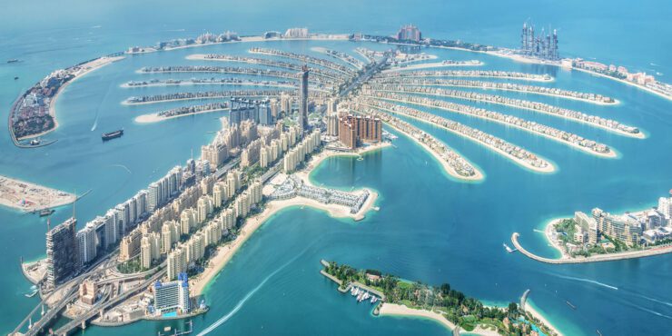 A palm tree island in Dubai,