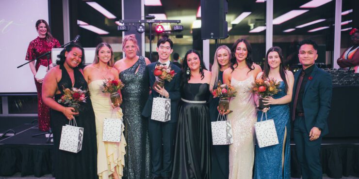 A group of FBL students pose for a photo at the Faculty of Business and Law Ball.