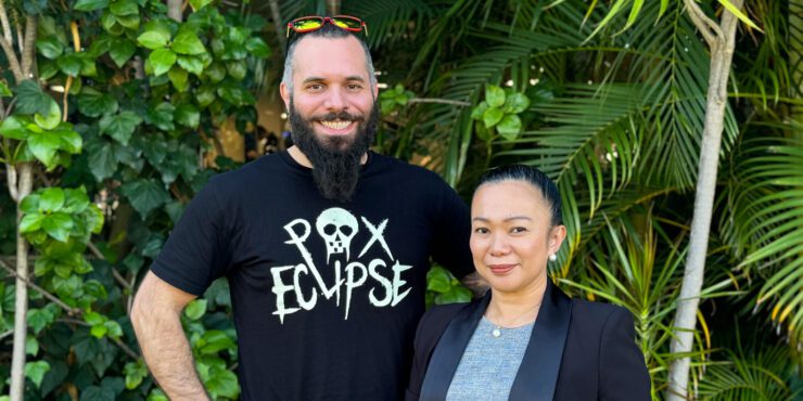 Johannes and Bernadette smiling for the camera.