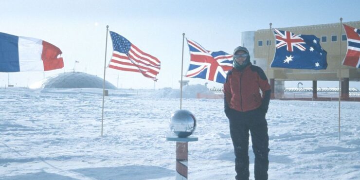 Professor Gretchen Benedix hunting for meteorites in Antarctica