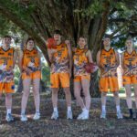 Photograph of six Carnaby players posing for the camera