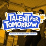 A banner of Talent for Tomorrow, with a collage of previous contestants