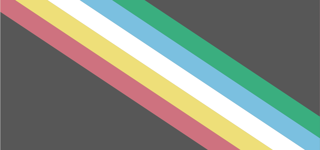 The Disability Pride Flag - The flag has a black background, and five diagonal stripes running from the top left corner to the bottom right corner of the flag ( L-R red, yellow, white, light blue, green).