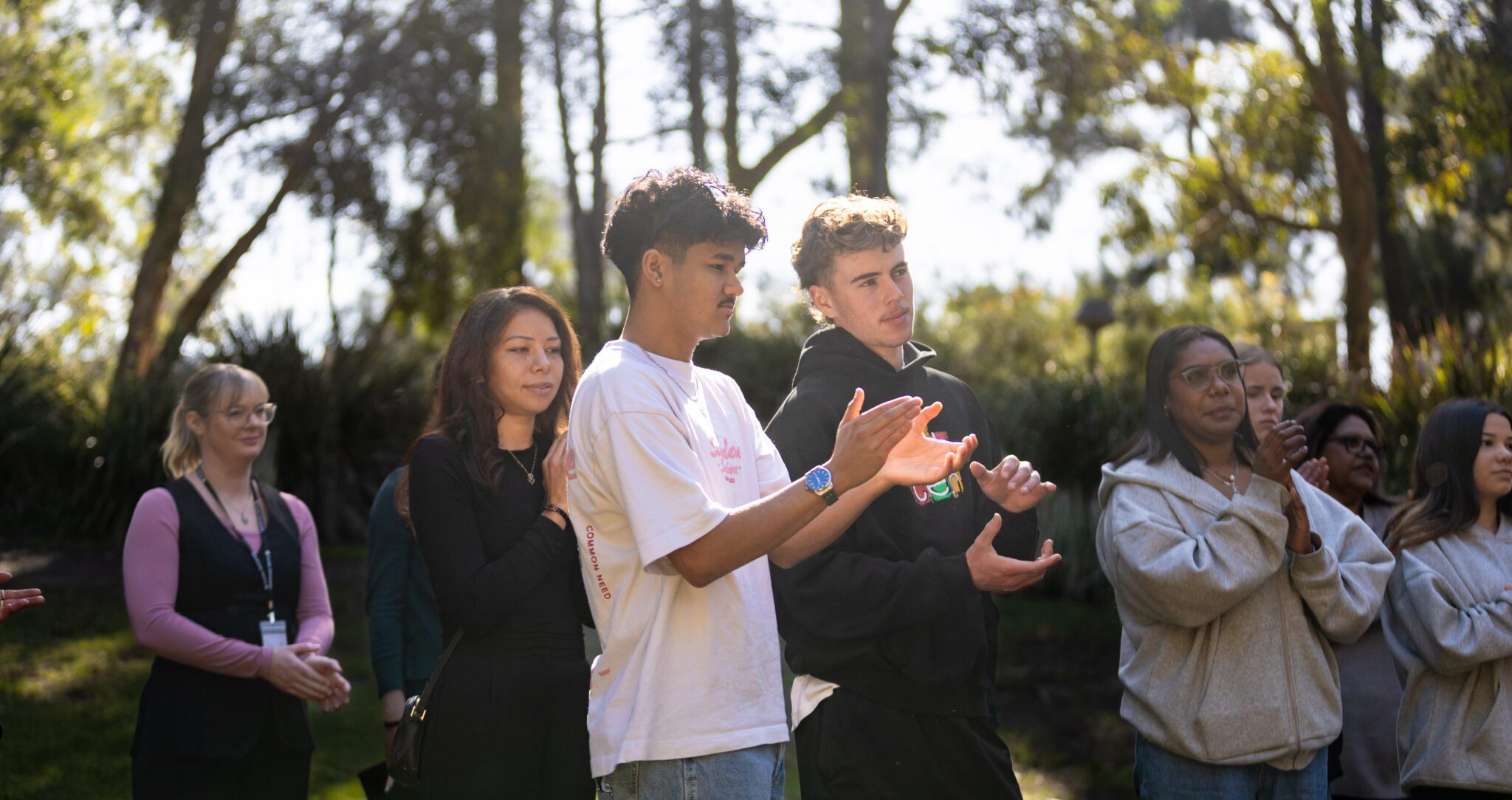 Students applauding during the launch event