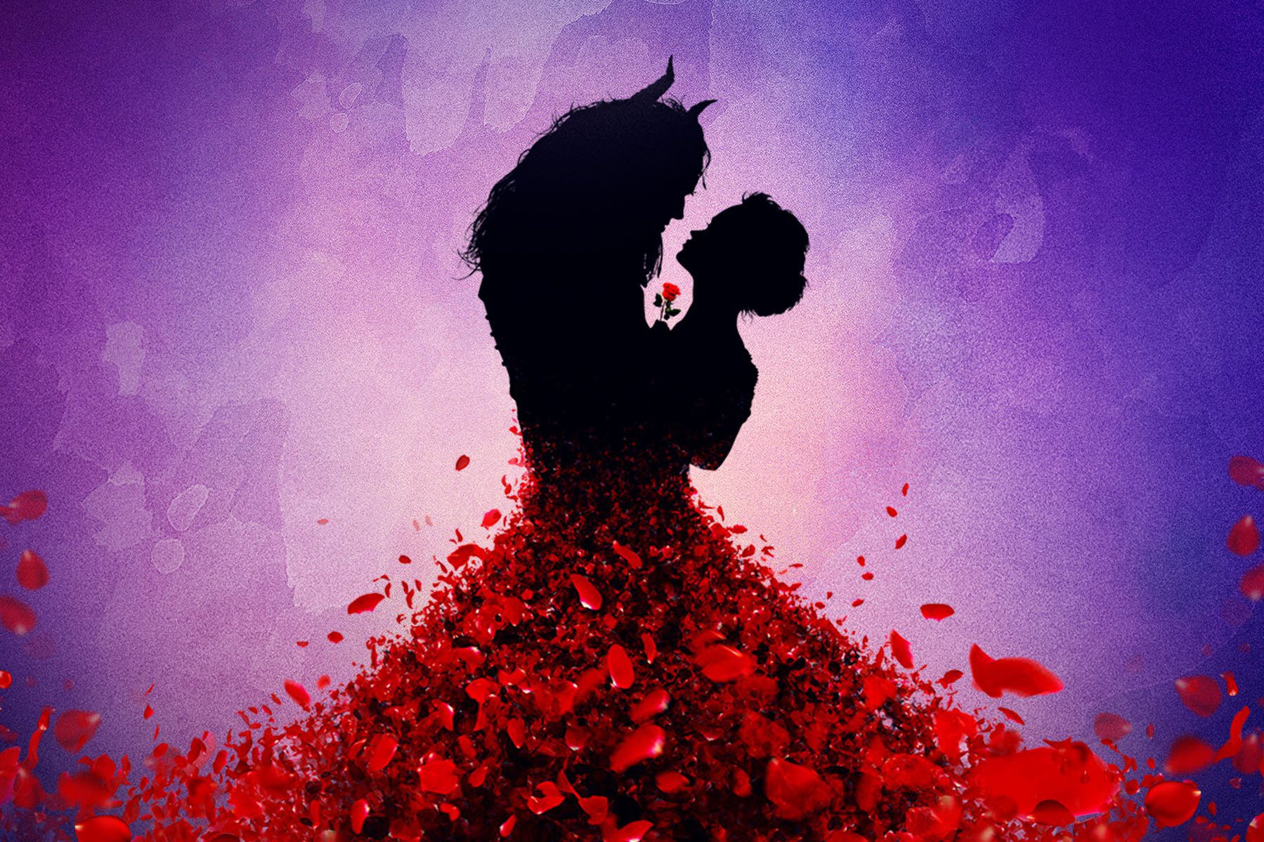 A shilouette of the protagonists of the play Beauty and the Beast