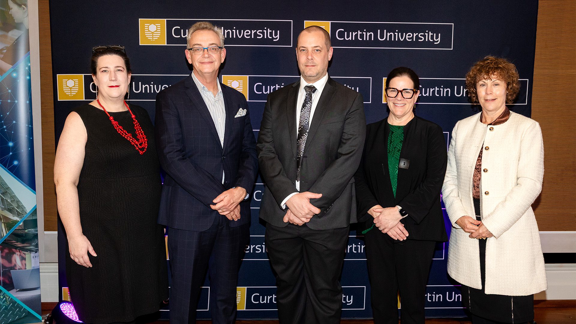 Chair of the ICP Governing Board and Director of the Curtin Institute for Data Science Professor Melanie Johnston-Hollitt, Curtin Pro Vice-Chancellor of the Faculty of Science and Engineering Professor Mark Ogden, Director of ICP Dr Daniel Marrable, Curtin Vice-Chancellor Professor Harlene Hayne, Curtin University Deputy Vice-Chancellor Research John Curtin Distinguished Professor Melinda Fitzgerald